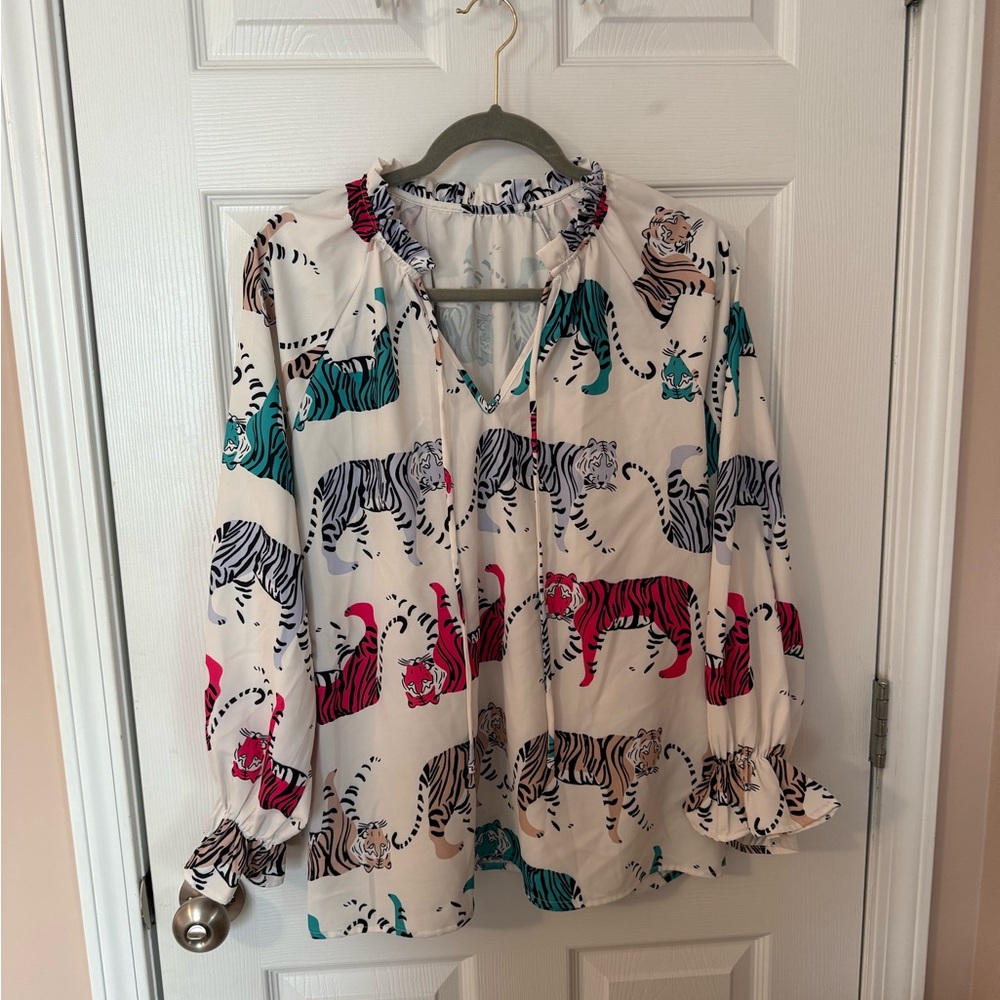 Women's Multicolor Tiger Print Blouse